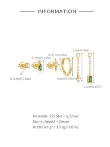 3 piezas Pendientes con borla de circonita de plata de ley 925 para mujer, pendientes clásicos colgantes, adecuados como regalo para mamá, joyería nupcial, joyería fina