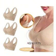 Paquete De Brasieres Deportivos Para Mujer Respirable ,3pcs - Albaricoque - Ver 1