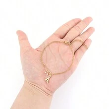 1 chiếc vòng tay chuỗi thép không gỉ đính đá Zirconia cổ điển mới màu vàng dành cho nữ - Vàng - Xem 3