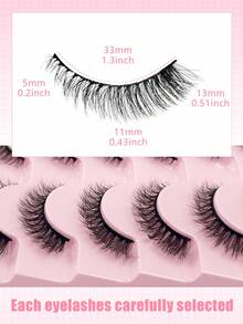 Pestañas postizas de ojos de gato con aspecto natural, 3D, efecto de visón falso, paquete de 7 pares, volumen ligero, corto, pestañas postizas multipaquete - Pestañas Ojos de Gato - Ver 5