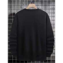 Men's Sweatshirt Streetwear Greece Sculpture Round Neck Style Cold Weather Top Premium Jacket - 黑色 - 查看 2