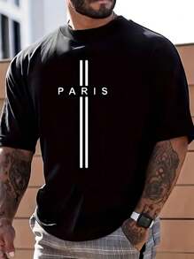 Camiseta Unissex Cruz Paris Estampa Casual 100% Algodão - Preto - Visão 1