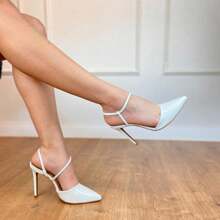 Open Heel Pump With Strap 11cm Heel Angela Galvão - Blanco - Ver 4