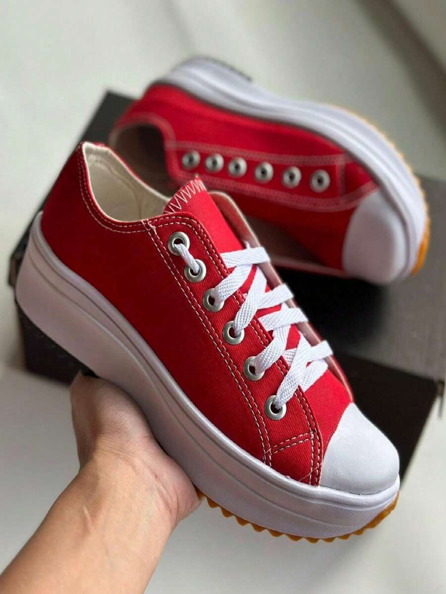 Women's Casual Star Sneakers, Stylish And Comfortable Platform. - Đỏ - Xem 1