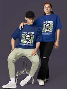 Unisex Craze Rich Money Imagine Cotton T-Shirt Unisex Streetwear New Release - Màu xanh hải quân - Xem 2