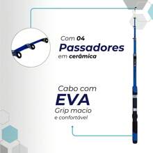 Kit completo de Pesca com 3 Varas + 3 Molinetes Ultra Light + Acessórios como maleta, boias, canivete, ração, sino, anzol, chumbada, isca camarão e linha