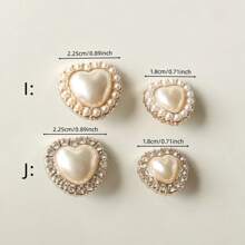 10pcs Plastic Pearlescent With Rhinestones Round/Heart Shaped Buttons With Shank For Women's Shirts, Coats, Blazers. Gold-Plated Plastic DIY Jewelry Headband Buttons