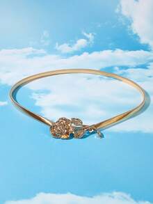 1 件新款金玫瑰派对合金腰带，适合连衣裙、连体裤、圣诞礼物，时尚金属腰带，适合日常使用 - 金色 - 查看 3