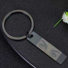 Móc khóa tên quầy bar khắc hình mắt cá nhân bằng vàng, bạc và vàng hồng | Móc khóa tên tùy chỉnh | Móc khóa tên quầy bar tùy chỉnh có hình ảnh - màu đen - Xem 4