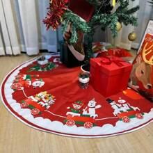 1pc Santa Claus Christmas Tree Skirt - Holiday Atmosphere Decoration, Polyester Material, Home And Party Holiday Decoration, Christmas Party Home Indoor Outdoor Decoration, Christmas Tree Decoration, Christmas Decoration