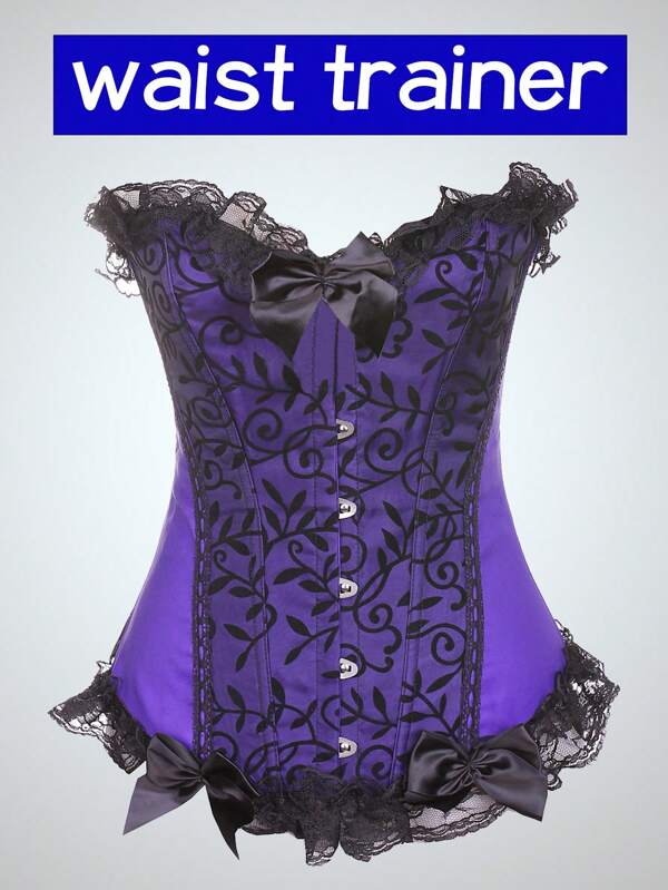 Spitzentrimm-Korsett Lingerie, Vintage Hofstil Formwäsche, Sexy Körper Former