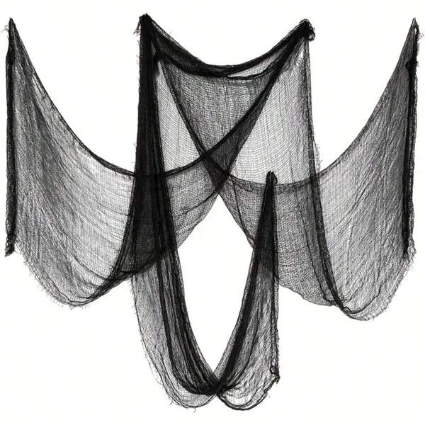 1 pieza/2 piezas/3 piezas de Tela negra espeluznante para Halloween - Tela espeluznante para decoración de Halloween (76,2 * 182,88 cm) Regalo de Navidad, Halloween, Acción de Gracias, Pascua