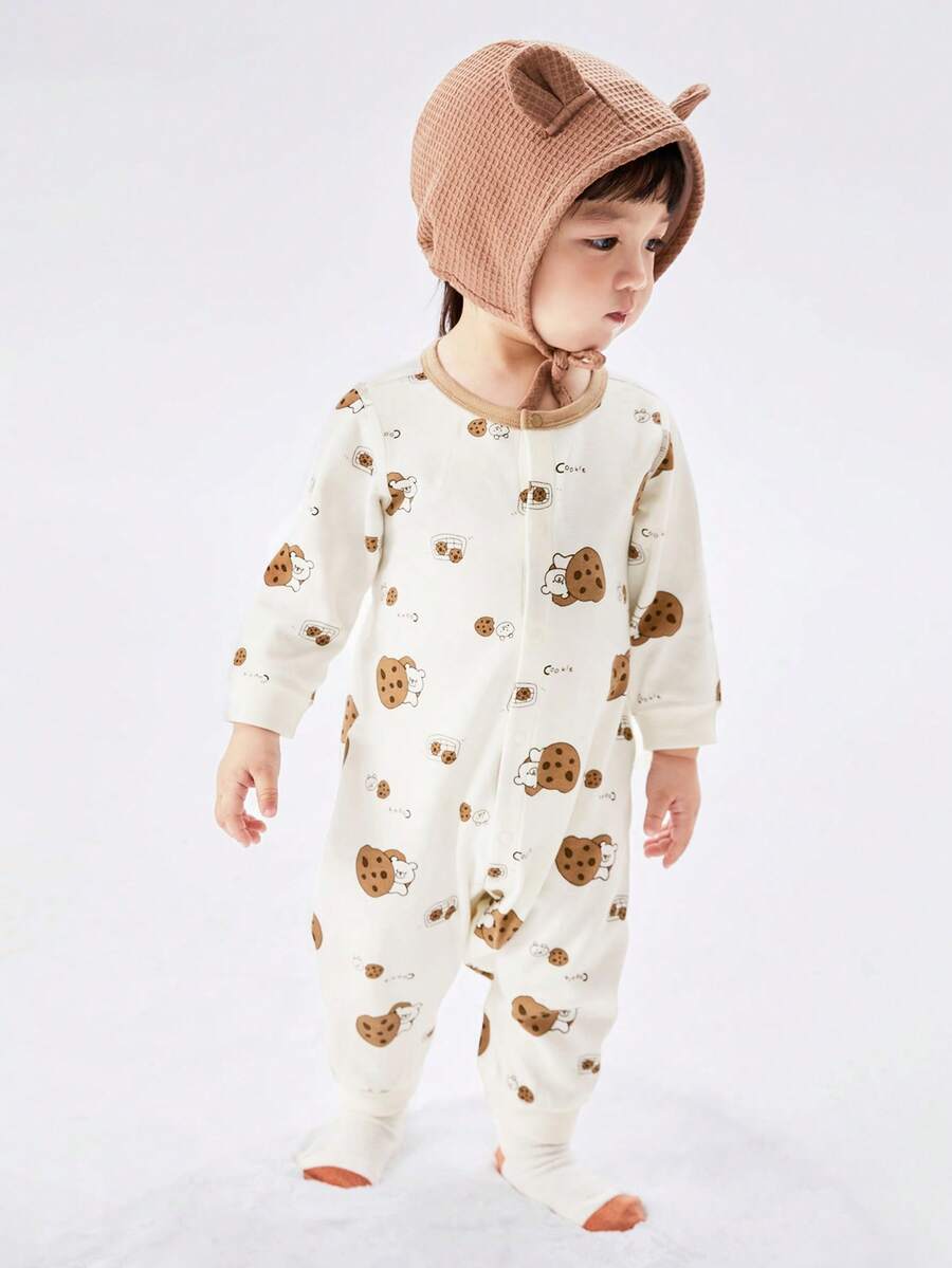 Balabala 婴儿连体衣，新生儿爬行服，可爱又迷人 - 咖白色 - 查看 1