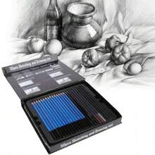 50 Pack Drawing Set Sketch Kit, Sketching Supplies With 3-Color Sketchbook, Graphite, And Charcoal Pencils - 黑色 - 查看 10