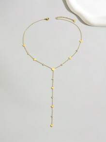 LIEBEIRIS 1 件 18k 镀金时尚锆石心形 Y 型项链不锈钢首饰，适合日常佩戴，可作为情人节、妈妈、母亲、母亲节、礼物 - 金色 - 查看 2