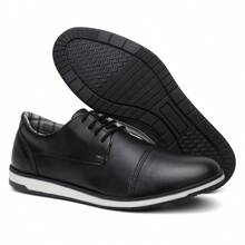 Kit 2 Men's Social Tennis Shoes Modern High Sole Comfort Men's Stylish Soft Elegant Color Cappuccino And Black New Release - Cà phê nâu - Xem 6