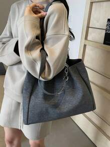 Large Capacity Women Tote Bag Casual Shoulder Bag For School And Commuting - Black - View 4