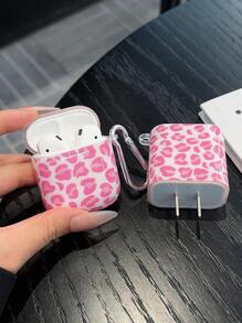 1PC Leopard Print Earphone Case + 1pc Leopard Print 18W/20W Charger Head Protector Compatible With AirPods 1/2/3 Earphones, AirPods Pro 2 Sets - Pink - View 12