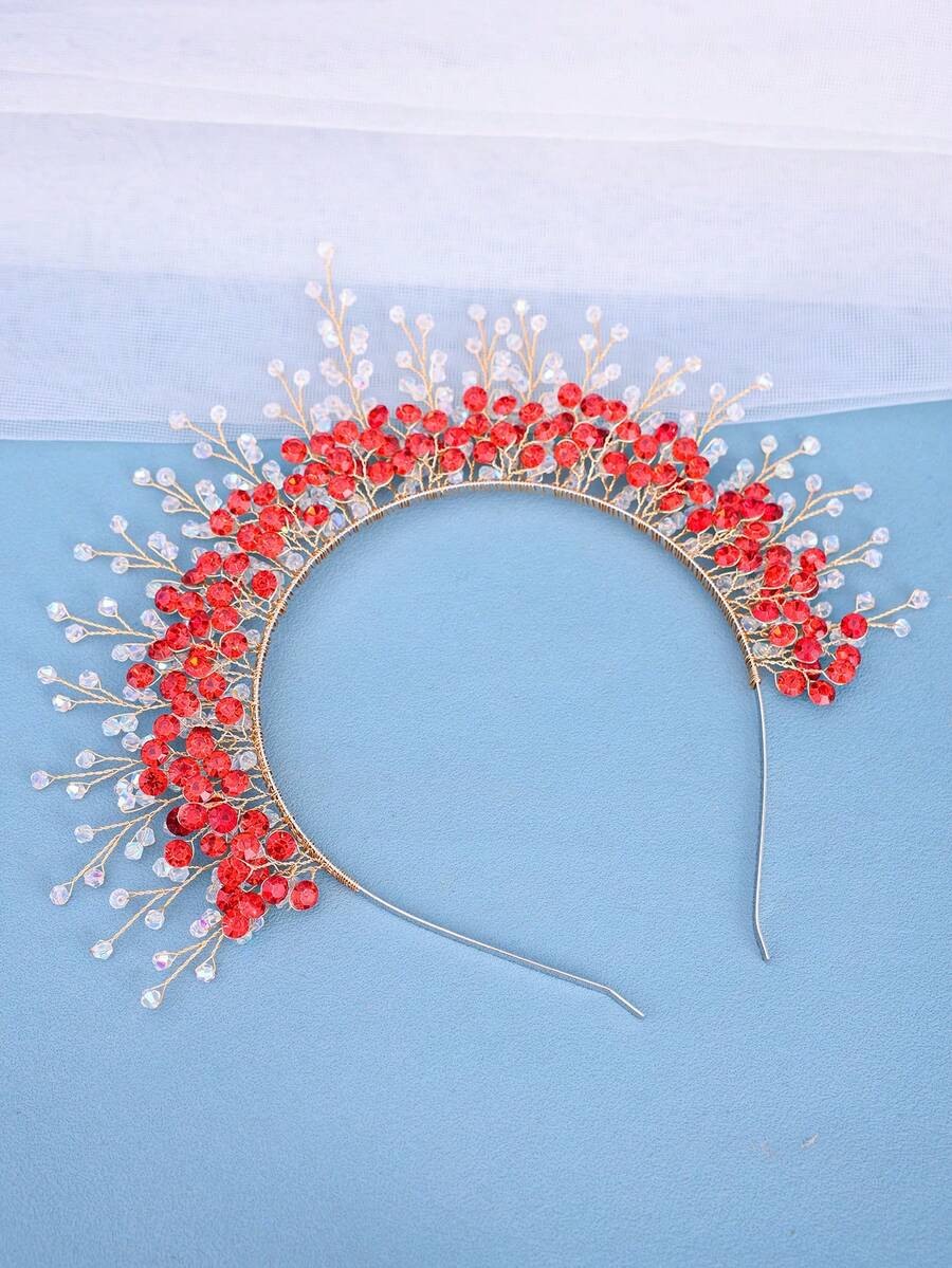 1pc Crystal Purple Headband Princess Crown, Dark Colored Dress Gothic