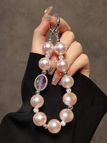 Bracelet de luxe pour téléphone, chaîne de porte-clés, cordon anti-perte avec strass et paillettes. Cadeau idéal pour la mère, la famille, les amis, l'anniversaire, les fêtes.
