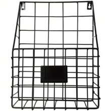 Wall-Mounted Magazine Rack 30 * 25 * 10CM Metal Magazine Newspaper Holder Rack File Simple Newspaper Basket,Magazine Rack For Door(Black) - Black - View 7