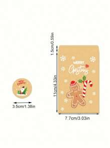 12 piezas Pegatinas,Bolsas de regalo de Navidad de kraft con pegatinas surtidas, diseño de Santa Claus y muñeco de nieve, embalaje para dulces y galletas festivos, sobres de papel festivos para obsequios y regalos de fiesta, decoraciones navideñas surtidas