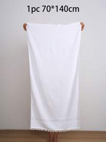 QIBHI 3/1 khăn tắm/khăn tắm bằng vải satin viền trơn màu 100% cotton, khăn mặt/khăn tắm bằng cotton mềm mại thấm hút dùng để trang trí nhà cửa, phòng tắm, khách sạn, phòng tập thể dục, du lịch, quà tặng, thẩm mỹ viện, thể thao, ngoài trời, bãi biển, trường học, trở lại trường học, phụ kiện du lịch, đồ dùng thiết yếu trong nhà - trắng - Xem 8