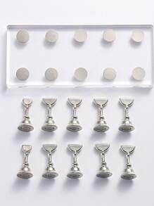 1pc Magnetic Nail Art Practice Display Stand Transparent Gold And Silver Aurora Nail Stand Acrylic Transparent Base Nail Art Display Stand Practice Tools Suitable For Beginners DIY False Nails Nail Art Salon Nail Supplies