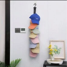 1pc Cap Storage Holder, No Drill Needed Clothes Hat Organizer With Hook Hangers For Wall, Door, Wardrobe, Hallway,Baseball Cap Storage Organizer With Clips, Eight Clips, Can Hold 16 Hats Hat Rack, Hat Storage Hook Rack - Black - View 4