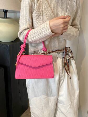 Rose Red Tofu Bag Women's 2024 New High-End Sense Niche Commuter Shoulder Crossbody Small Square Bag