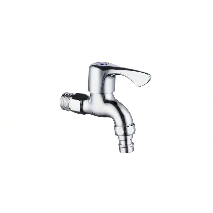 1pc Copper Washing Machine Faucet, Single Cold 4-Inch Sink Faucet For Laundry Room/Bathroom - Silver - View 1