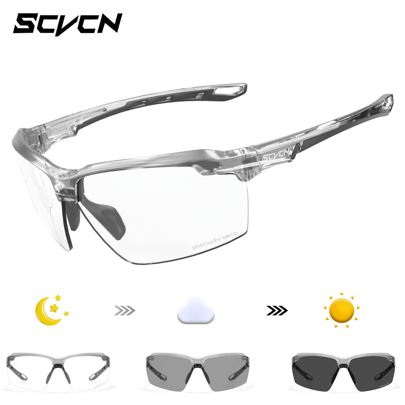 Okulary rowerowe fotochromowe SCVCN, różowe modne okulary fotochromowe, uniseks modne okulary sportowe na zewnątrz, prawdziwe okulary CS