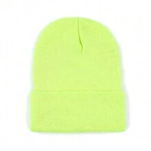 1pc Women's Fashionable Solid Color Knit Beanie Hat, Warm Daily Wear Halloween - Multicolor - View 23