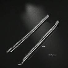 Full Diamond Tassel Earrings For Women Light Luxury And Exquisite Simple Silver Needles - Silver - View 6
