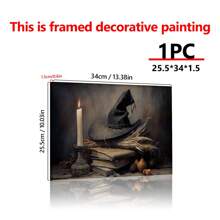 1pc Canvas Wall Art Print, Halloween Witch Poster, Vintage Art Decor Style, Modern Retro Wall Hanging Decor For Living Room, Bedroom, Home Office - Ink On Canvas Interior Artwork Home Decor Halloween Decor Room Decor