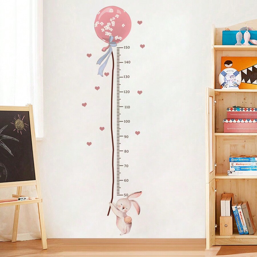 SURELIFE 1pc Height Chart Bunny Ballon Wall Sticker Kids Art Decals For