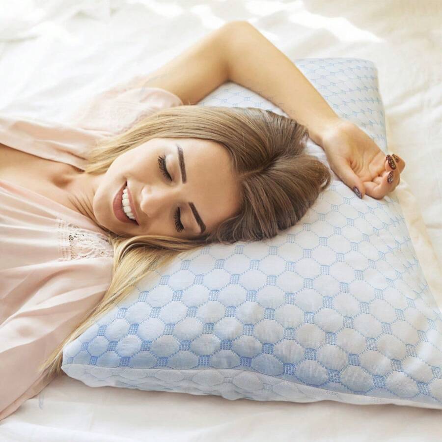 Cooling Memory Foam Pillow Ventilated Soft Bed Pillow With Cooling Gel Infused Memory Foam Heat Moisture Reducing Cooling Fiber Breathable Machine Washable - King_1件 - 查看 1