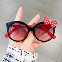 1/2pcs Fashionable Glasses, Shiny Bow Tie Glasses, Cute Cat Eye Round Frame Glasses, Adorable Photo Props, Decorative Eyewear, Perfect Gift For Boys And Girls