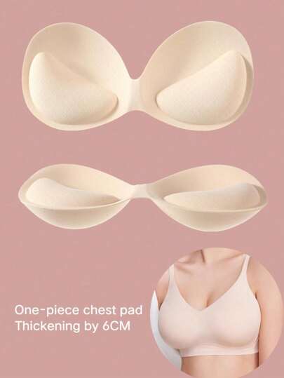1pc Of All-In-One Detachable Solid Thickened 6CM Female Underwear Bra Pads, Breathable Bra Accessories