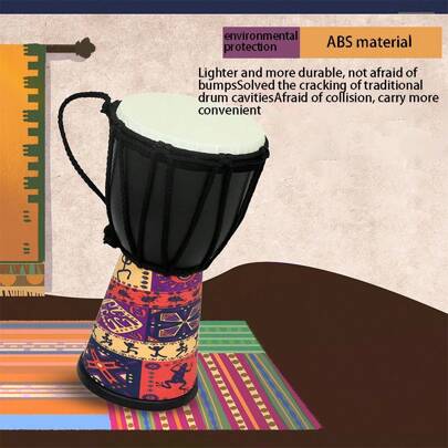 1 Stück Afrikanische Djembe Trommel Schlaginstrument, leicht für Anfänger, handgefertigt mit Ziegenhaut [Einige Teile zufällige Farbe, Farbabweichungen]