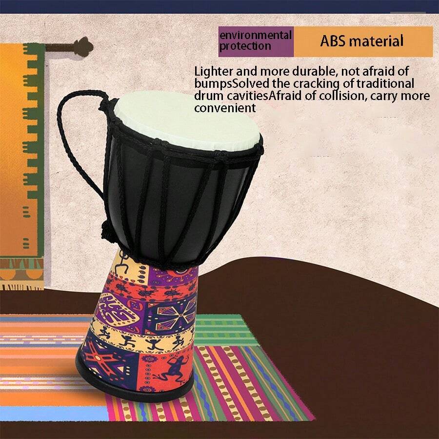1 Stück Afrikanische Djembe Trommel Schlaginstrument, leicht für Anfänger, handgefertigt mit Ziegenhaut [Einige Teile zufällige Farbe, Farbabweichungen]