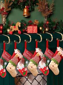 1/3/6 pièces Supports de bas de Noël dorés, crochets de cheminée, supports de décoration d'arbre de Noël antidérapants, convient pour accrocher les décorations de Noël, les bas de Noël de cheminée, les décors de fête