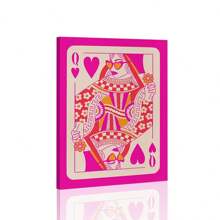 1pc Creative Canvas Hanging Poster, Jack Queen Poker Cardboard Pink Print, Canvas Wall Art, Artwork Mural, Can Be Used As Gift, Bedroom, Office, Living Room, Cafe, Bar, Wall Decor, Home And Dorm Decoration