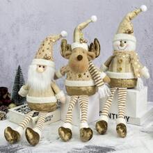 圣诞装饰品，金色无面圣诞老人、雪人和驯鹿雕像，适用于桌面和展示，圣诞节 - 金色坐姿無腳 - 查看 8