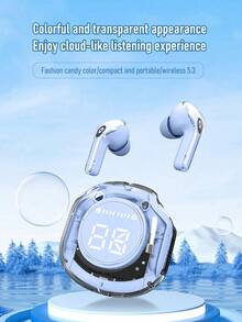 Tai nghe nhét tai không dây trong suốt nhỏ gọn và di động chống ồn, tai nghe âm thanh nổi hiển thị kỹ thuật số phù hợp cho âm nhạc, chơi game, thể thao và chạy bộ - trắng - Xem 10