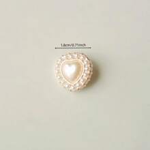 10pcs Plastic Pearlescent With Rhinestones Round/Heart Shaped Buttons With Shank For Women's Shirts, Coats, Blazers. Gold-Plated Plastic DIY Jewelry Headband Buttons