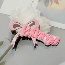 Bow-Knot Custom Name Acrylic Hair Clip Personalized Hair Accessory, Wedding Hair Accessories