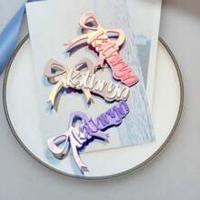Bow-Knot Custom Name Acrylic Hair Clip Personalized Hair Accessory, Wedding Hair Accessories