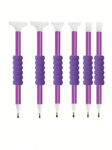 6/12pcs Purple Polka Dot Diamond Painting Set - Fast & Easy Diamond Embroidery Kit With Adhesive & Drill Tools - Multicolor - View 1