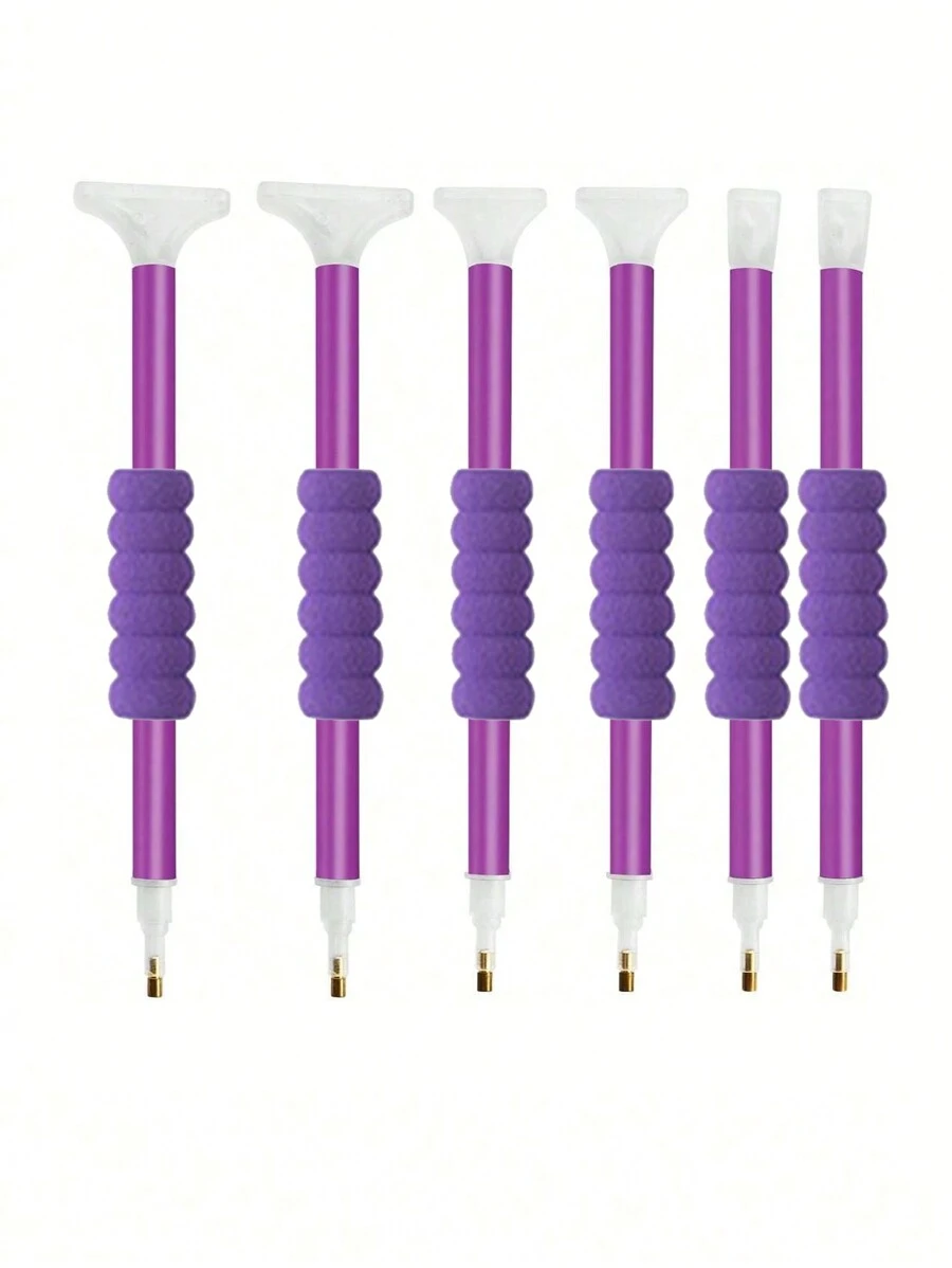 6/12pcs Purple Polka Dot Diamond Painting Set - Fast & Easy Diamond Embroidery Kit With Adhesive & Drill Tools - Multicolor - View 1